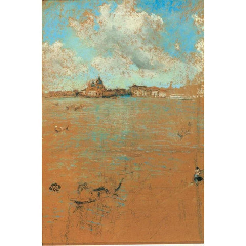 Venetian Scene 1880 Black Modern Wood Framed Art Print with Double Matting by Whistler, James McNeill