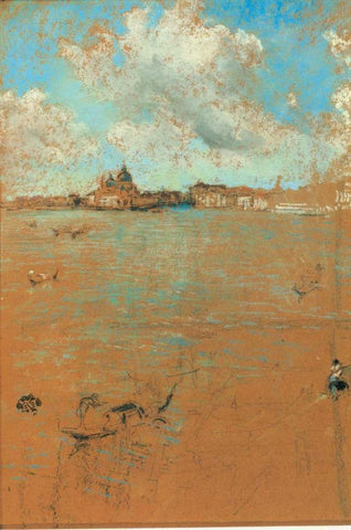 Venetian Scene 1880 Black Ornate Wood Framed Art Print with Double Matting by Whistler, James McNeill