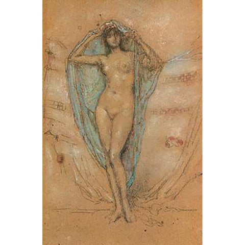 Venus Astarte 1890s Gold Ornate Wood Framed Art Print with Double Matting by Whistler, James McNeill