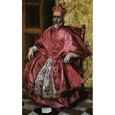 A Cardinal Probably Cardinal Nino De Guevara Black Modern Wood Framed Art Print with Double Matting by Greco, El