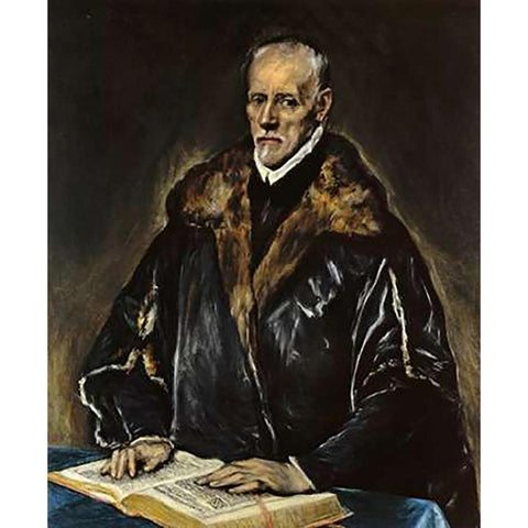 A Prelate Probably Francisco De Pisa Gold Ornate Wood Framed Art Print with Double Matting by Greco, El