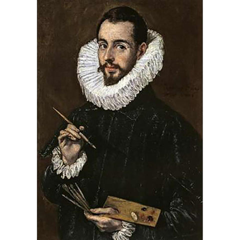 An Artist Probably Jorge Manuel Theotokopoulos Black Modern Wood Framed Art Print with Double Matting by Greco, El