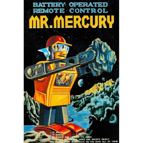 Battery Operated Remote Control Mr. Mercury White Modern Wood Framed Art Print by Retrobot