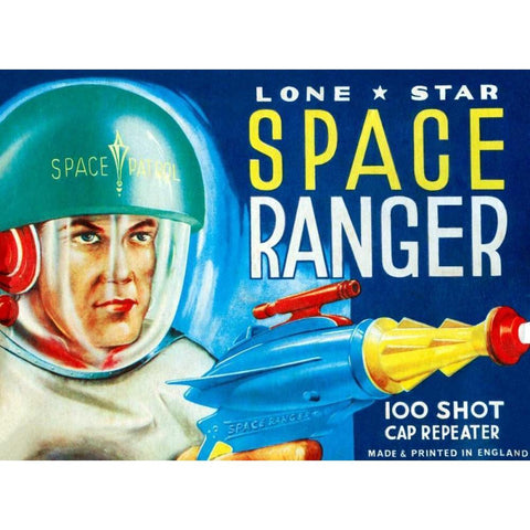 Lone Star Space Ranger 100 Shot Cap Repeater Gold Ornate Wood Framed Art Print with Double Matting by Retrobot