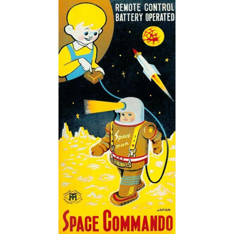 Space Commando White Modern Wood Framed Art Print by Retrobot