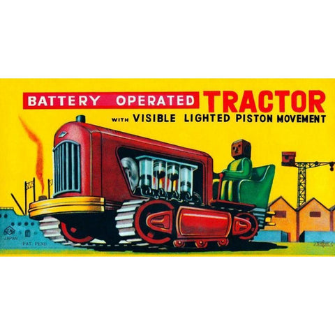 Battery Operated Tractor Gold Ornate Wood Framed Art Print with Double Matting by Retrobot