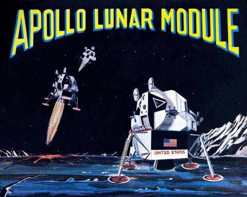 Apollo Lunar Module Black Ornate Wood Framed Art Print with Double Matting by Retrobot