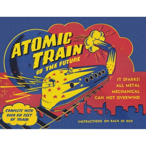 Atomic Train of the Future Black Modern Wood Framed Art Print with Double Matting by Retrobot