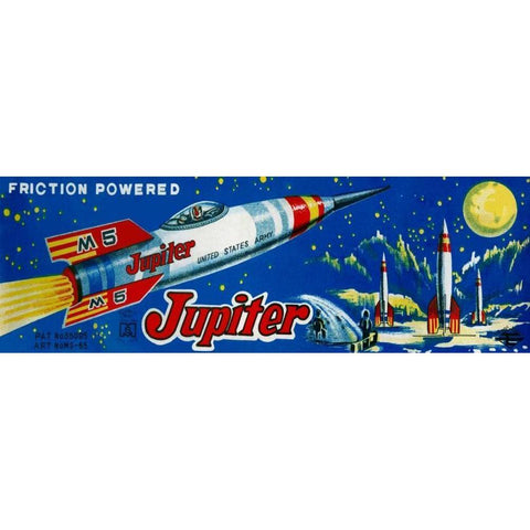 Friction Powered Jupiter M-5 White Modern Wood Framed Art Print by Retrobot