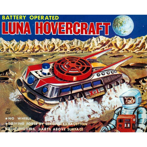 Luna Hovercraft Gold Ornate Wood Framed Art Print with Double Matting by Retrobot