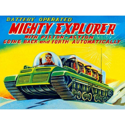 Mighty Explorer with Piston Action White Modern Wood Framed Art Print by Retrobot