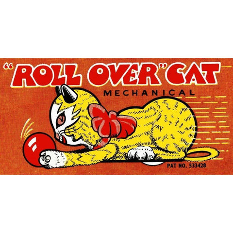 Roll Over Cat Gold Ornate Wood Framed Art Print with Double Matting by Retrobot