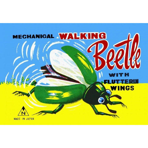 Mechanical Walking Beetle Black Modern Wood Framed Art Print by Retrobot