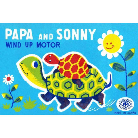 Papa and Sonny Black Modern Wood Framed Art Print with Double Matting by Retrobot