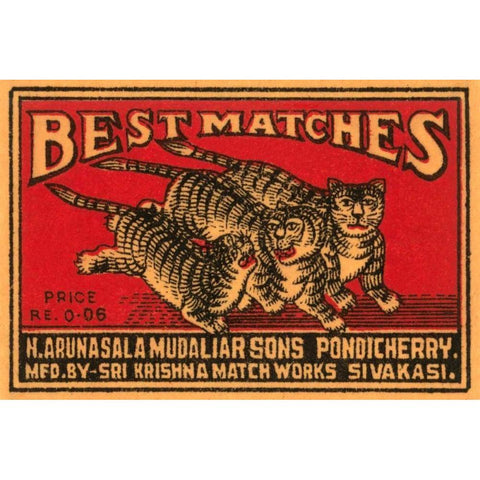 Three Tiger - Best Matches Gold Ornate Wood Framed Art Print with Double Matting by Phillumenart