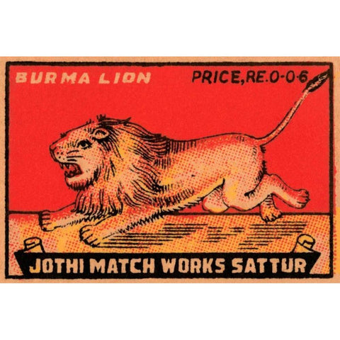 Burma Lion Gold Ornate Wood Framed Art Print with Double Matting by Phillumenart