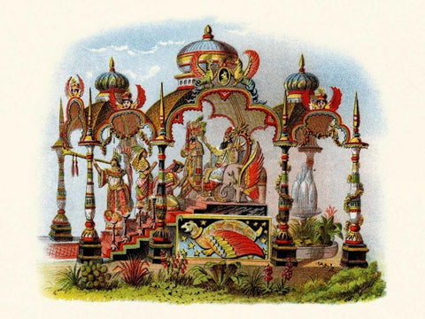 Knighthood - Mardi Gras Parade Float Design Black Ornate Wood Framed Art Print with Double Matting by Unknown