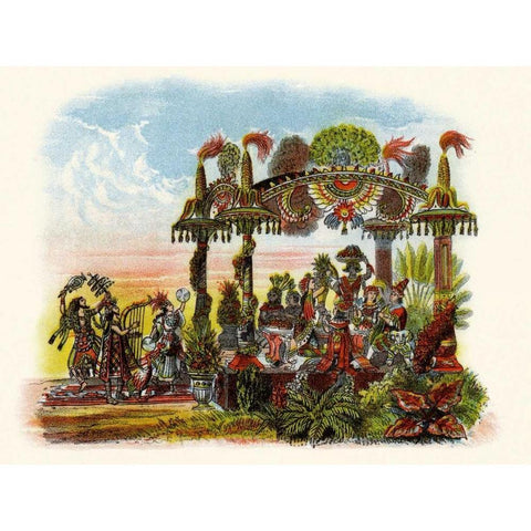Feast - Mardi Gras Parade Float Design Gold Ornate Wood Framed Art Print with Double Matting by Unknown