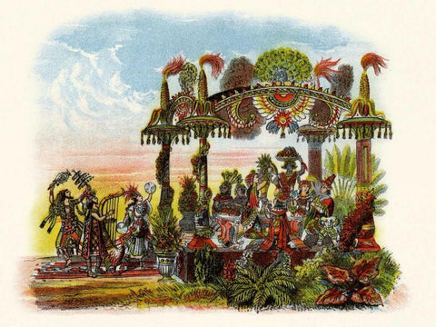 Feast - Mardi Gras Parade Float Design White Modern Wood Framed Art Print with Double Matting by Unknown