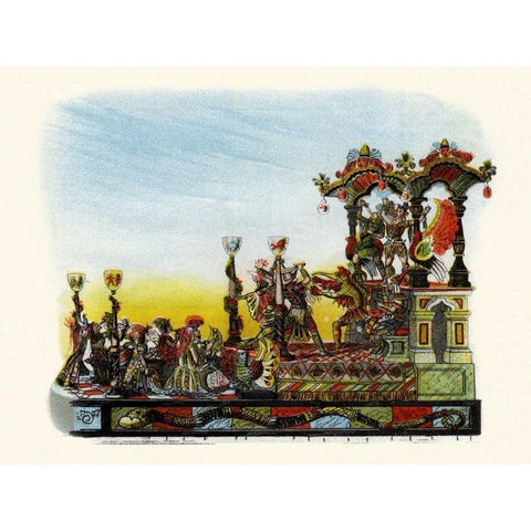 Theatre - Mardi Gras Parade Float Design Black Modern Wood Framed Art Print with Double Matting by Unknown