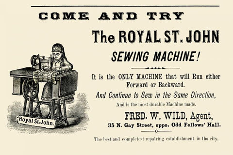 The Royal St. John Sewing Machine White Modern Wood Framed Art Print with Double Matting by Unknown