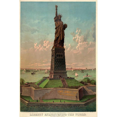 Liberty enlightening the world White Modern Wood Framed Art Print by Unknown