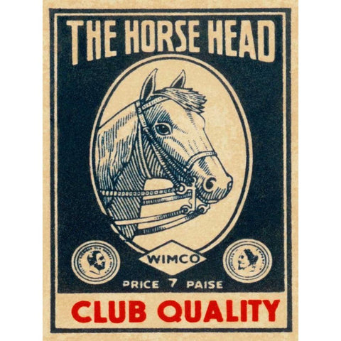 Horse Head Club Quality Matches White Modern Wood Framed Art Print by Phillumenart