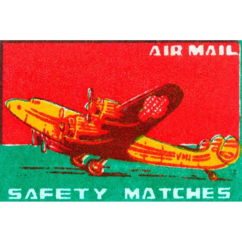 Air Mail Safety Matches Gold Ornate Wood Framed Art Print with Double Matting by Unknown