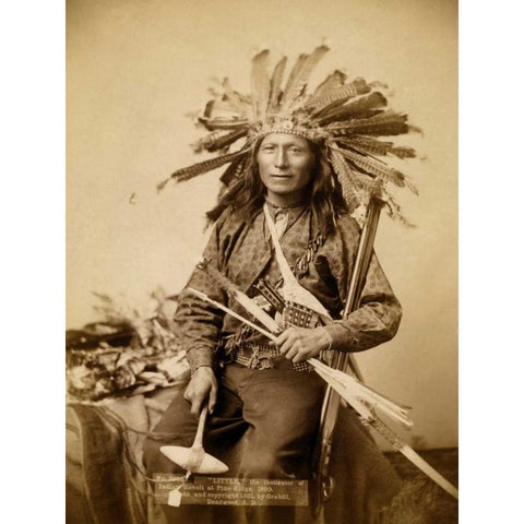 Little, the instigator of Indian Revolt at Pine Ridge, 1890 I Gold Ornate Wood Framed Art Print with Double Matting by Grabill, John C.H.