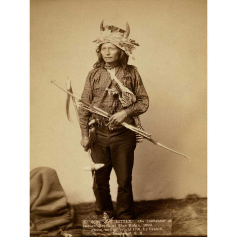 Little, the instigator of Indian Revolt at Pine Ridge, 1890 II Black Modern Wood Framed Art Print with Double Matting by Grabill, John C.H.