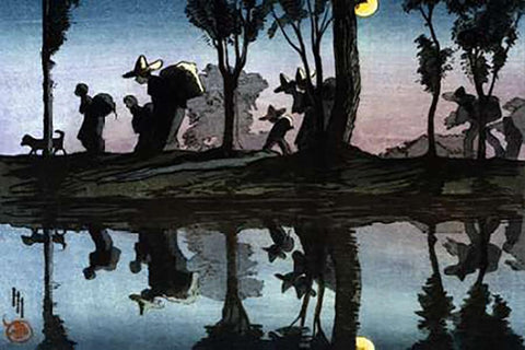 Moonlight on the Viga Canal Black Ornate Wood Framed Art Print with Double Matting by Hyde, Helen