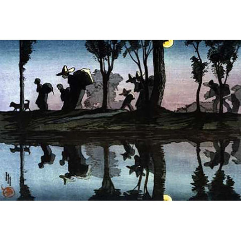 Moonlight on the Viga Canal Black Modern Wood Framed Art Print by Hyde, Helen