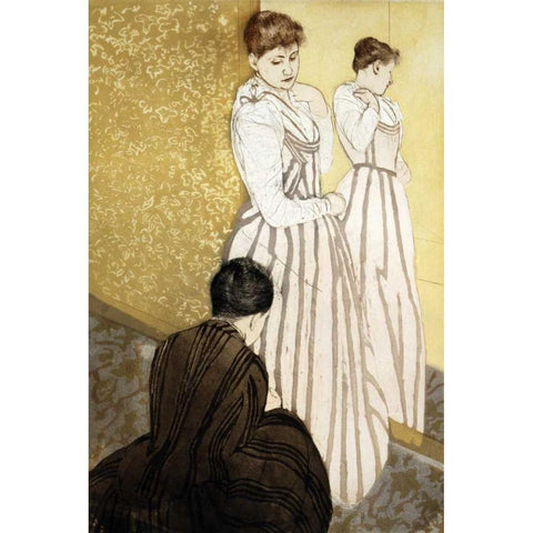 The Fitting Black Modern Wood Framed Art Print with Double Matting by Cassatt, Mary