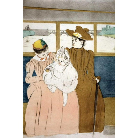 In the Omnibus White Modern Wood Framed Art Print by Cassatt, Mary