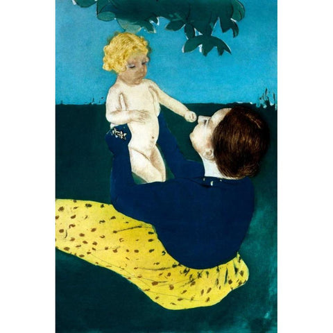 Under the Horse Chestnut Tree White Modern Wood Framed Art Print by Cassatt, Mary