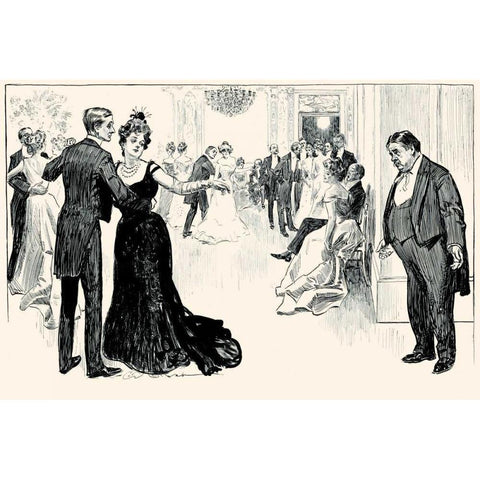 Matrimonial Misfits White Modern Wood Framed Art Print by Gibson, Charles Dana