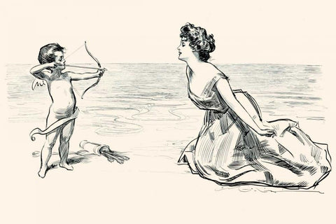 Big Game White Modern Wood Framed Art Print with Double Matting by Gibson, Charles Dana
