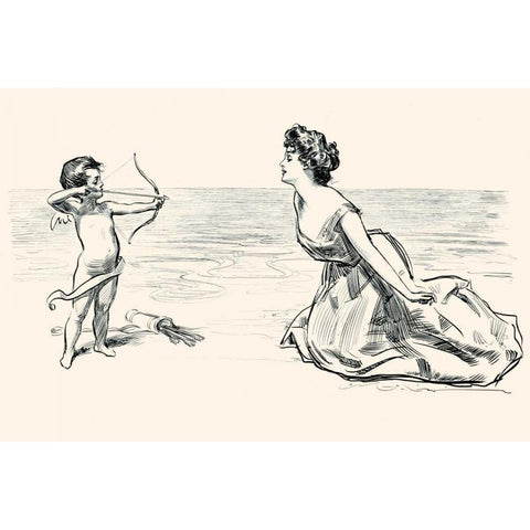 Big Game Black Modern Wood Framed Art Print by Gibson, Charles Dana