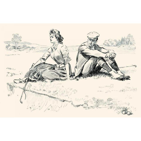 A Little Incident Gold Ornate Wood Framed Art Print with Double Matting by Gibson, Charles Dana