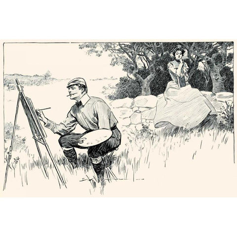 Wasting Time Black Modern Wood Framed Art Print by Gibson, Charles Dana