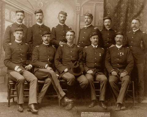 Officers of the 9th Cavalry Black Ornate Wood Framed Art Print with Double Matting by Grabill, John C.H.