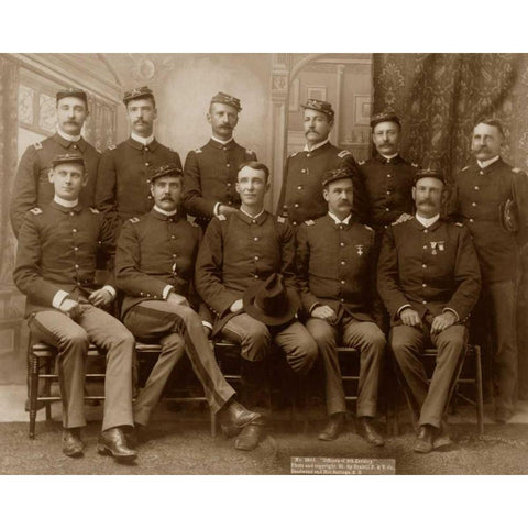 Officers of the 9th Cavalry Black Modern Wood Framed Art Print with Double Matting by Grabill, John C.H.