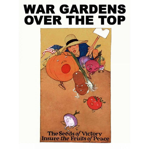 War Gardens Over The Top White Modern Wood Framed Art Print by Barney, Maginel Wright Enright