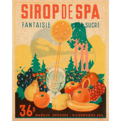 Sirop de Spa White Modern Wood Framed Art Print by Vintage Booze Labels