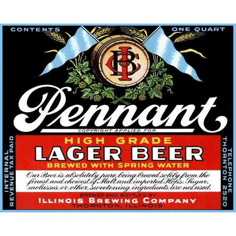 Pennant Lager Beer Black Modern Wood Framed Art Print with Double Matting by Vintage Booze Labels