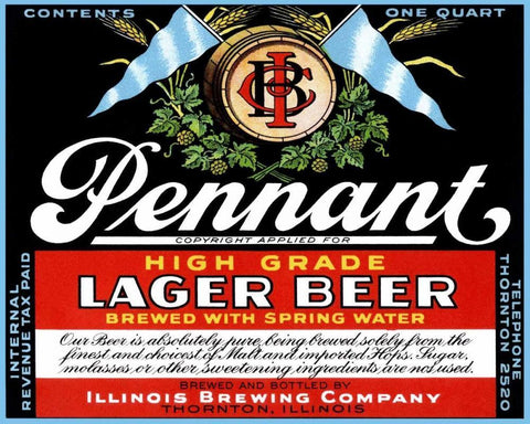 Pennant Lager Beer Black Ornate Wood Framed Art Print with Double Matting by Vintage Booze Labels