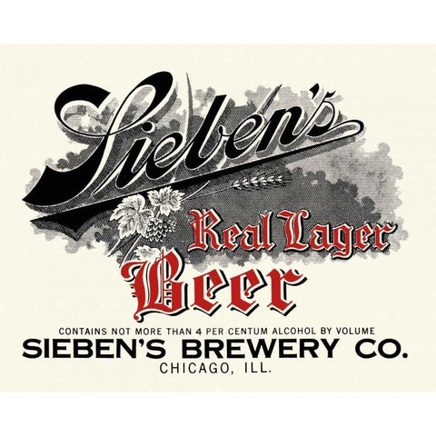 Siebens Real Lager Beer White Modern Wood Framed Art Print by Vintage Booze Labels