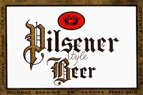 Pilsener Style Beer Black Ornate Wood Framed Art Print with Double Matting by Vintage Booze Labels