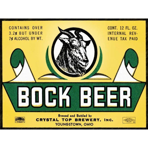 Bock Beer Gold Ornate Wood Framed Art Print with Double Matting by Vintage Booze Labels