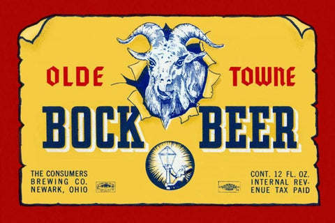 Olde Towne Bock Beer Black Ornate Wood Framed Art Print with Double Matting by Vintage Booze Labels